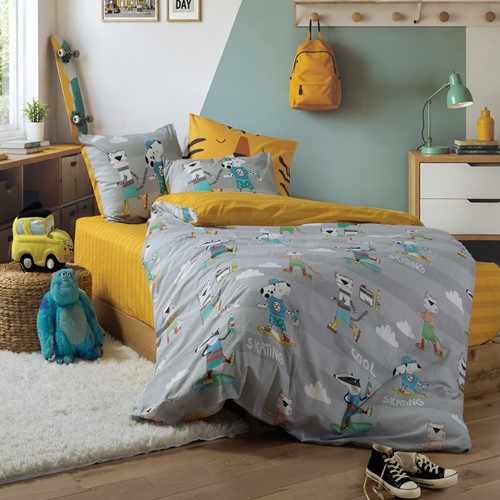 Παιδικά Σεντόνια Nef-Nef Homeware Μονά (Σετ) με Λάστιχο Cool Skating 170x260 Grey