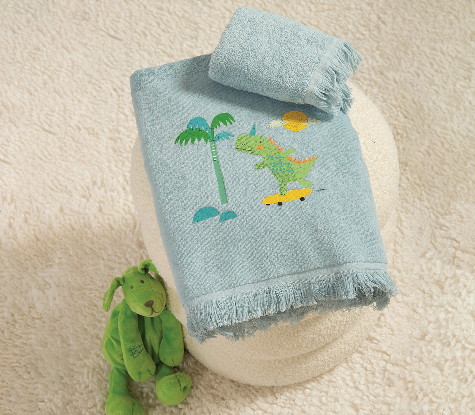 Παιδικές Πετσέτες Nef-Nef Homeware (Σετ) Dinos On Wheels Blue