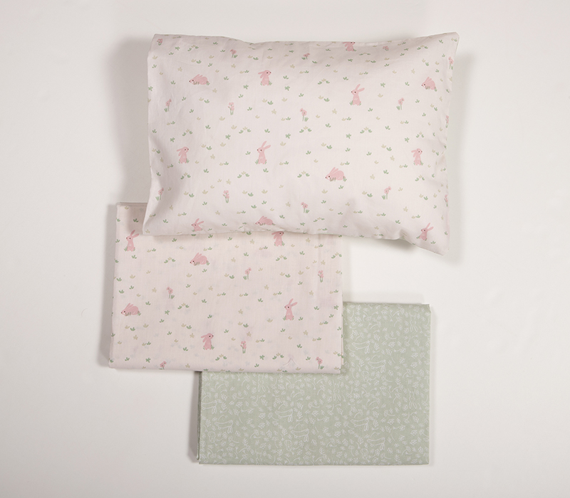 Βρεφικά Σεντόνια Nef-Nef Homeware (Σετ) Country Bunny Ecru/Mint 