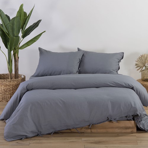 Παπλωματοθήκη Υπέρδιπλη Nef-Nef Λινή Cotton-Linen 240Χ220 Grey