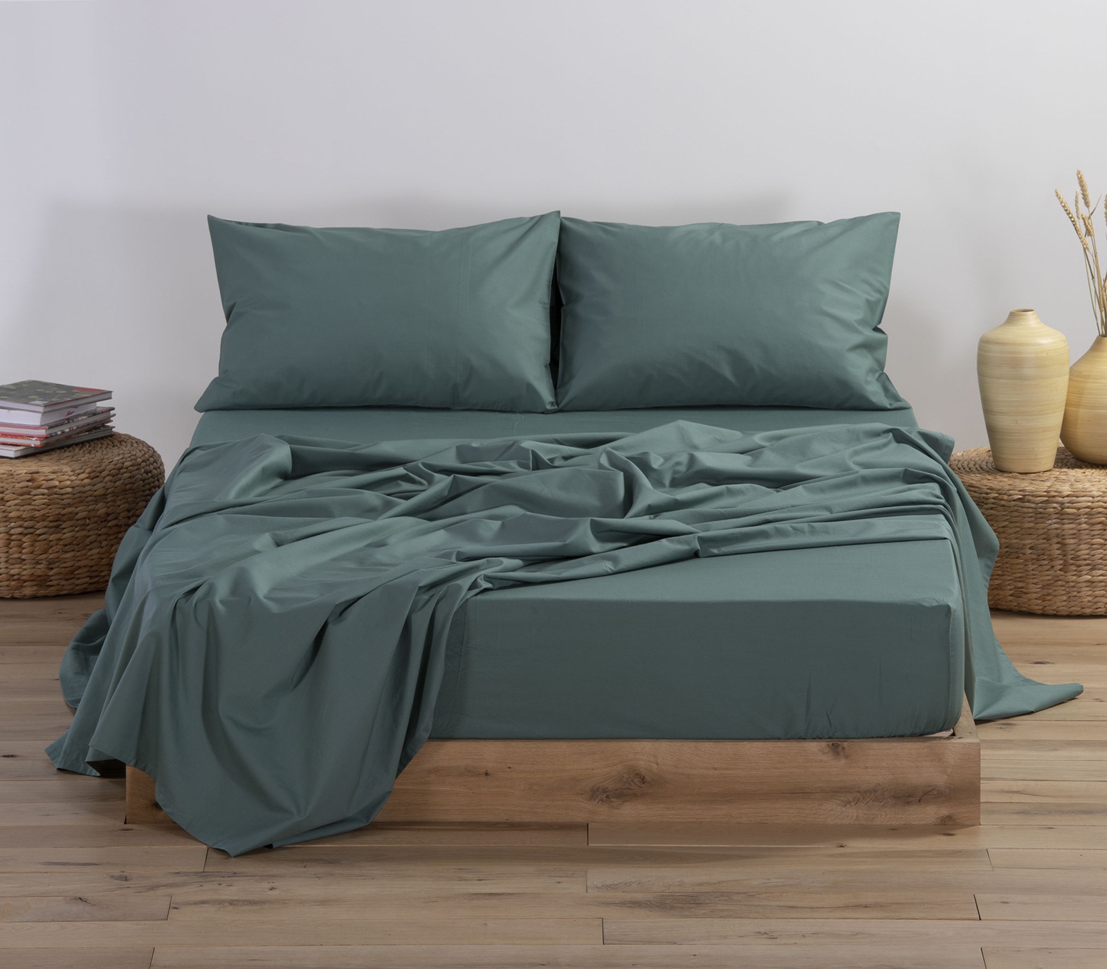  Σεντόνι Διπλό Nef-Nef Homeware Basic Με λάστιχο 140Χ200+30 Green