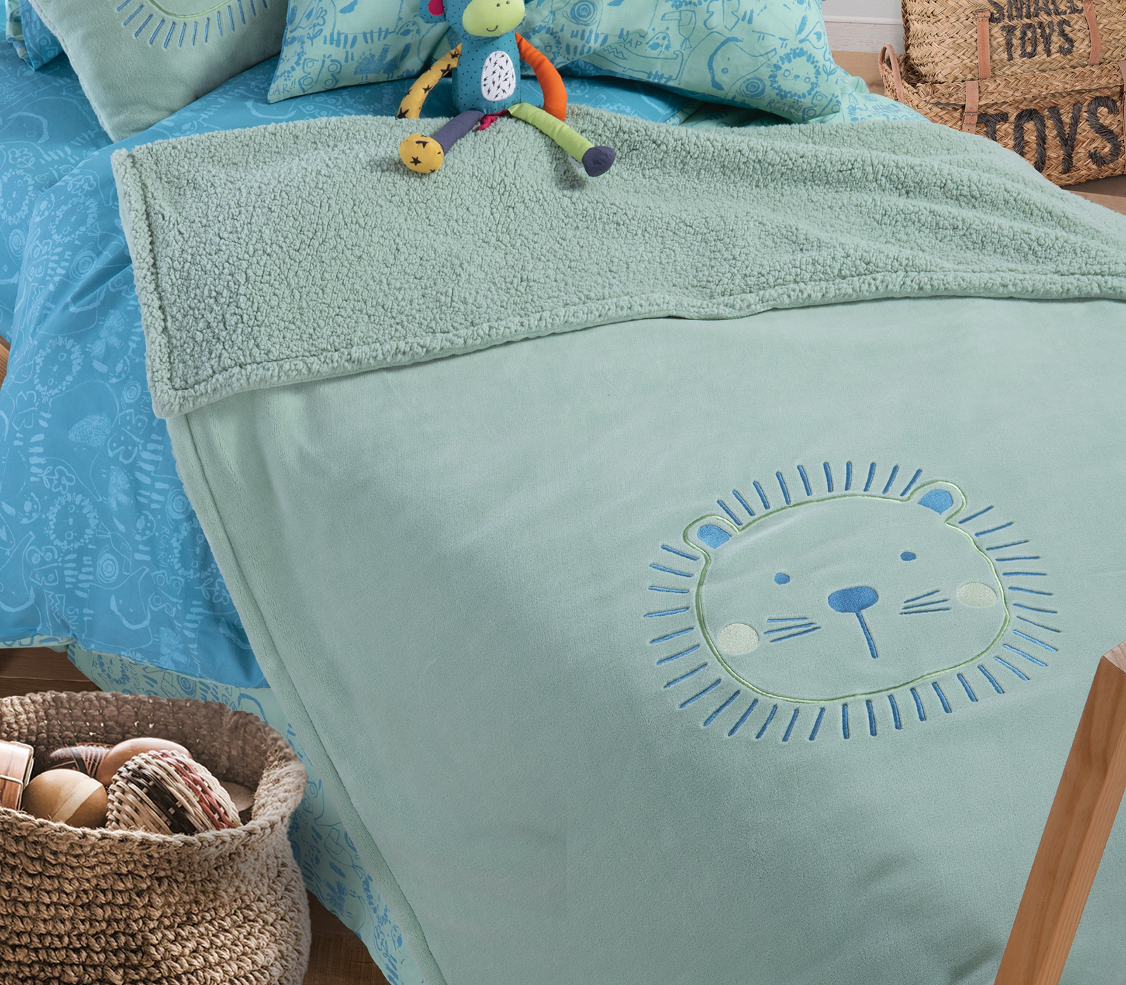 Παιδικό Διακοσμητικό Ριχτάρι-Κουβέρτα Nef-Nef Homeware Jungle Combo 130X180 Smoke Green