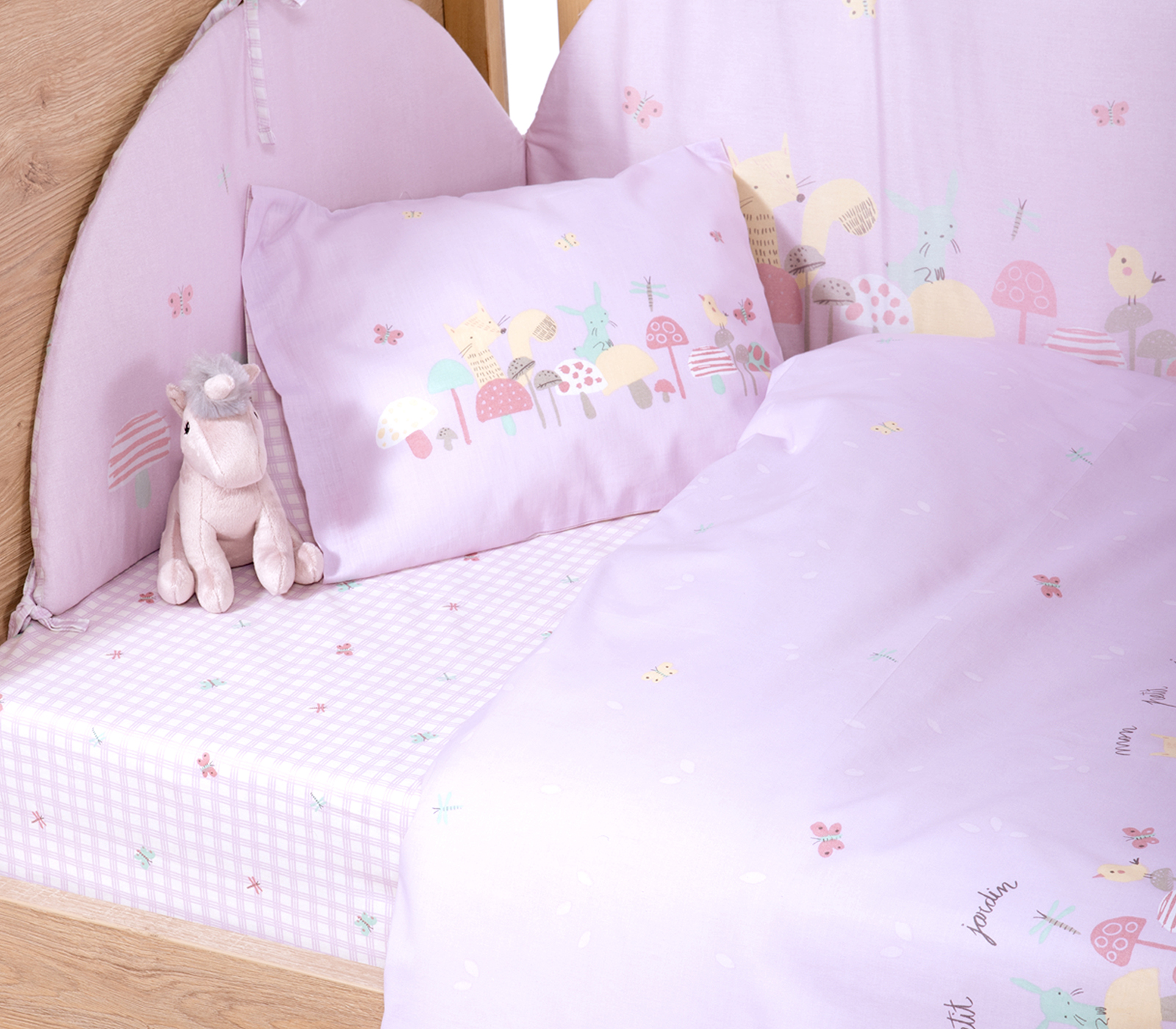 Βρεφικά Σεντόνια Κουνιας Nef-Nef Homeware Petit Jardin Lilac