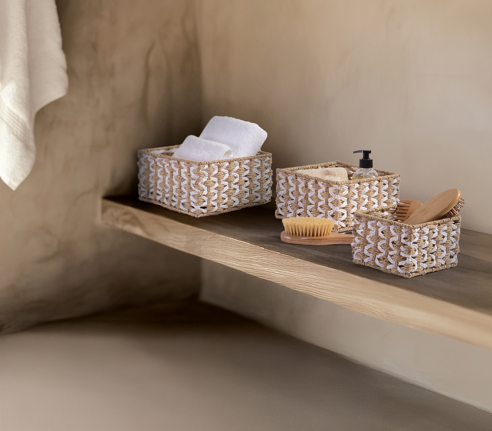 Καλάθι Από Πλεγμένο Χαρτί Nef-Nef Homeware Vinci 23X23X12 Natural