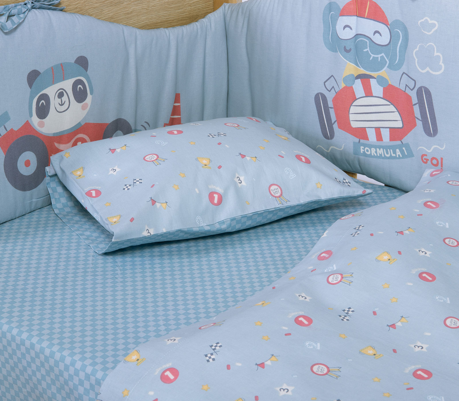 Βρεφική Πάντα Nef-Nef Homeware Super Boy Blue 60+67+60x40 