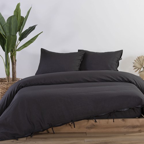 Παπλωματοθήκη Υπέρδιπλη Nef-Nef Λινή Cotton-Linen 240Χ220 Anthracite