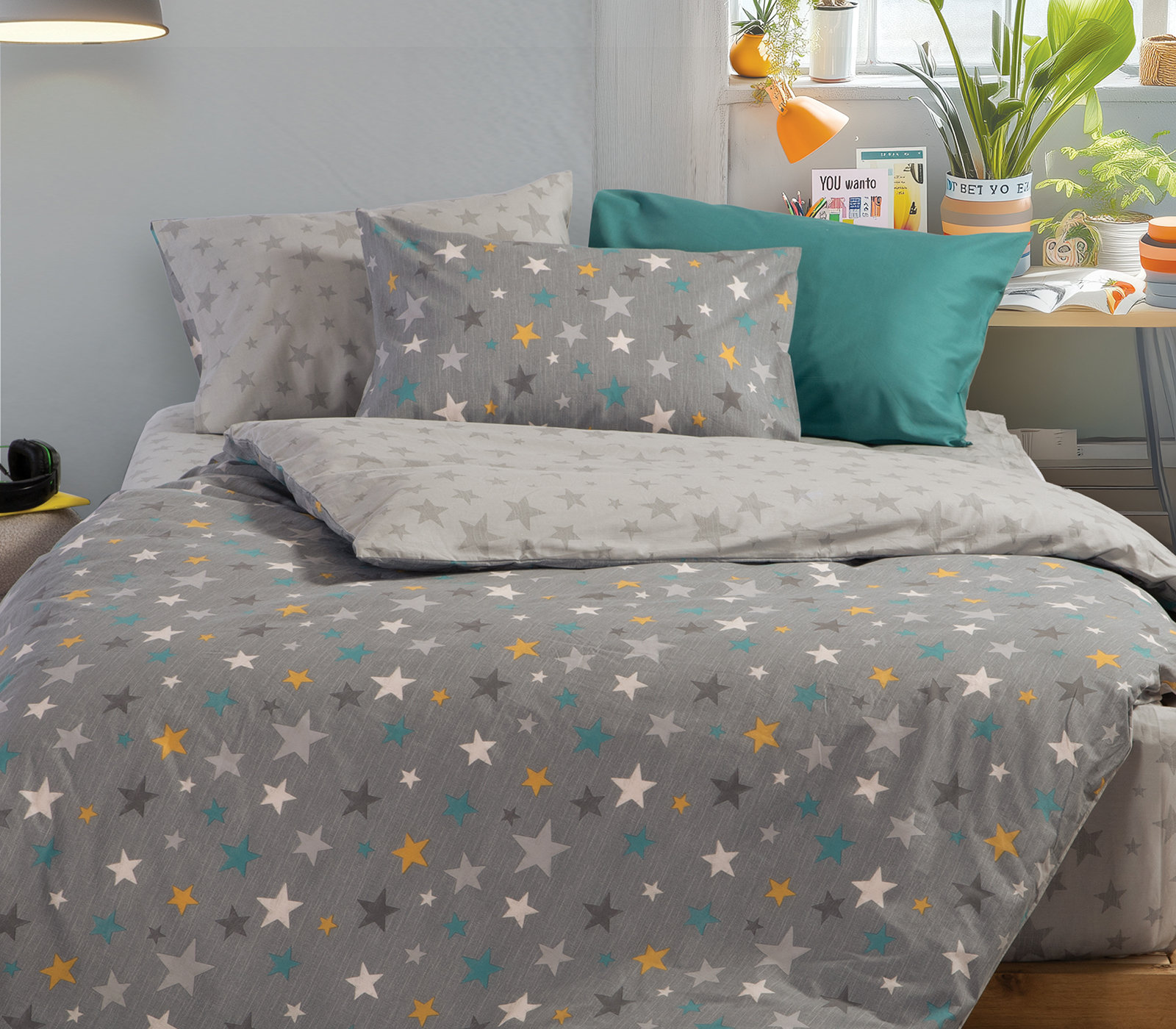 Παιδικά Σεντόνια Nef-Nef Homeware (Σετ) Stars Above 170x260 Grey