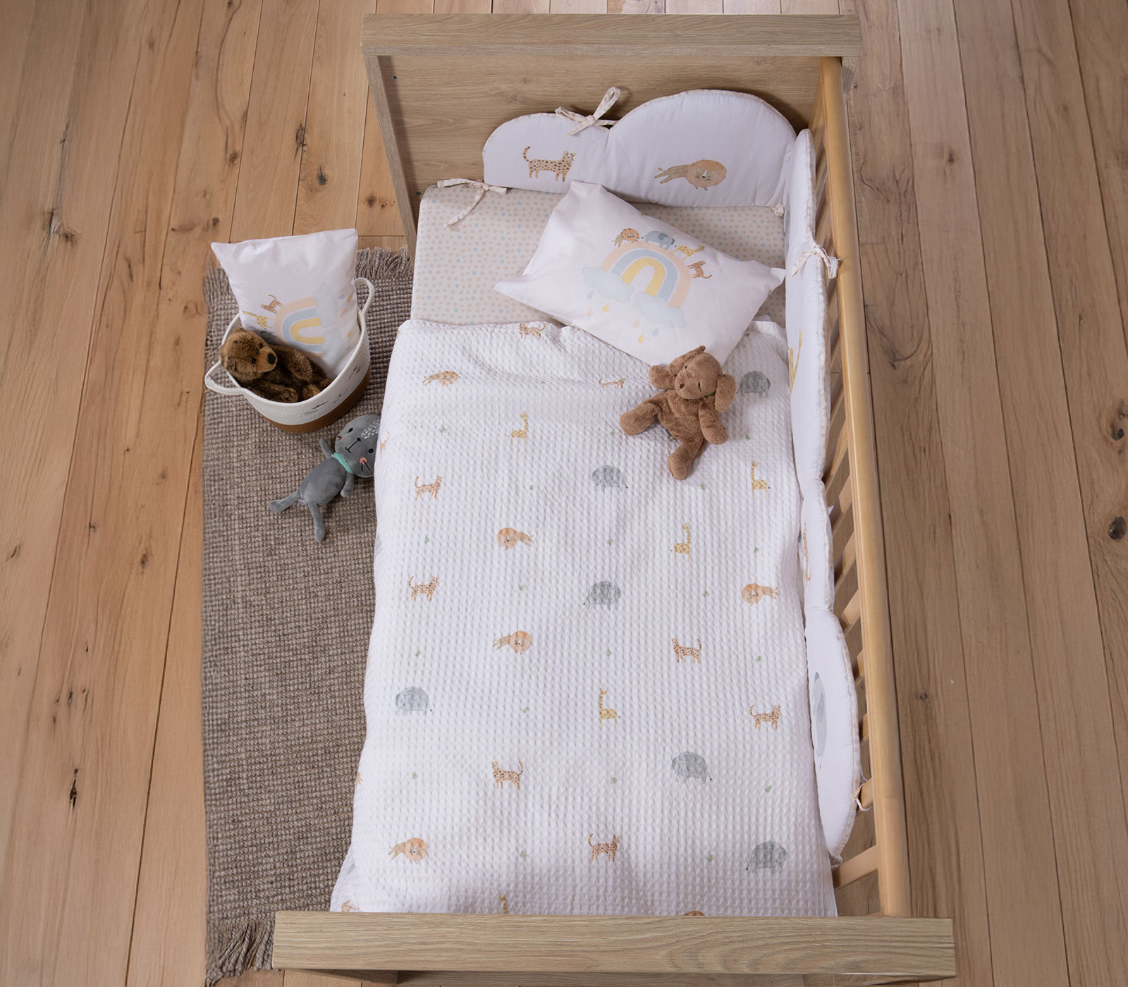 Βρεφική Κουβέρτα Πικε Nef-Nef Homeware Jungle In Motion 110X150 Ecru