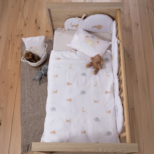 Βρεφική Κουβέρτα Πικε Nef-Nef Homeware Jungle In Motion 110X150 Ecru