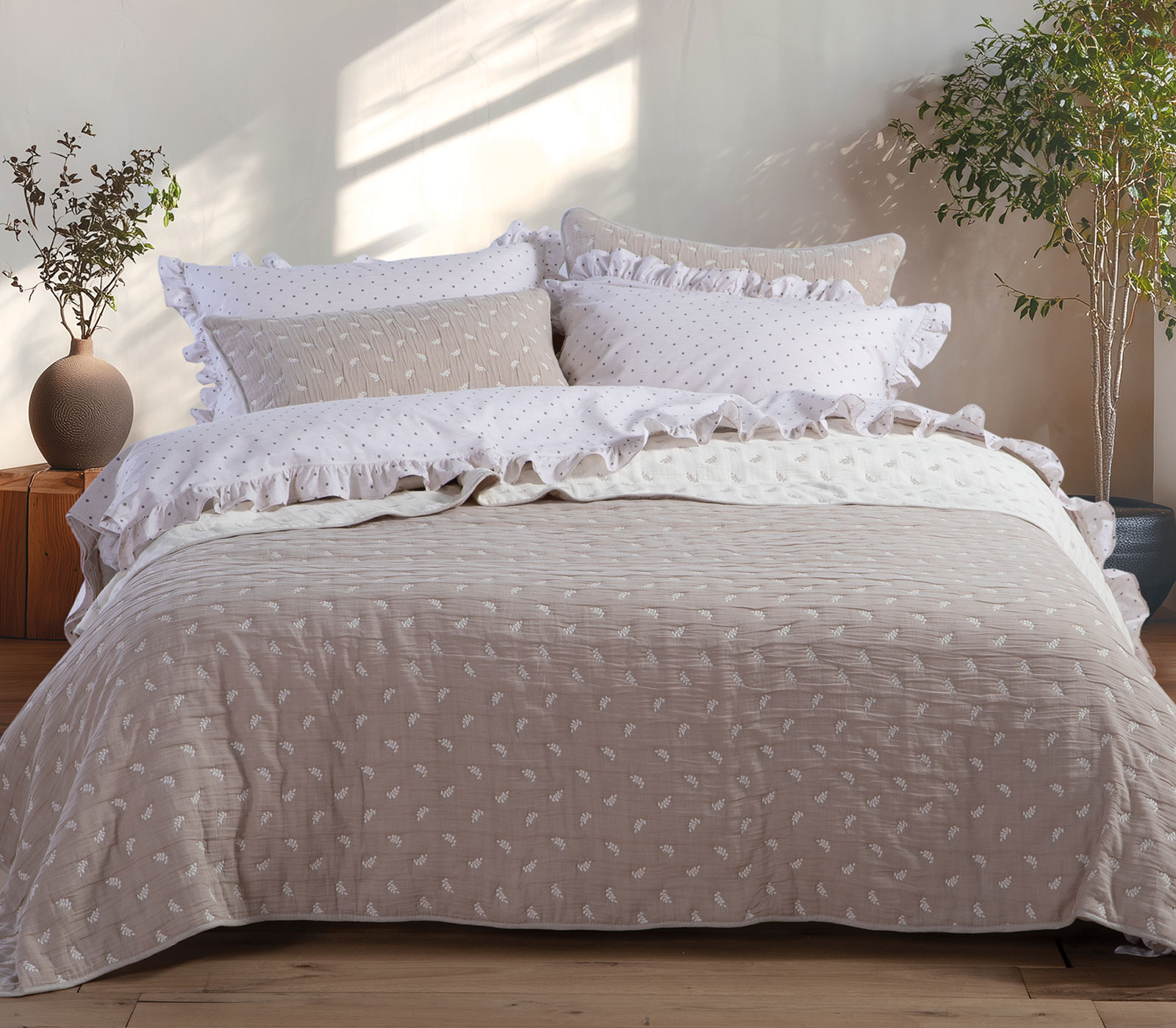 Κουβέρλι Υπέρδιπλο Nef-Nef Homeware Surreal 230x240 Beige