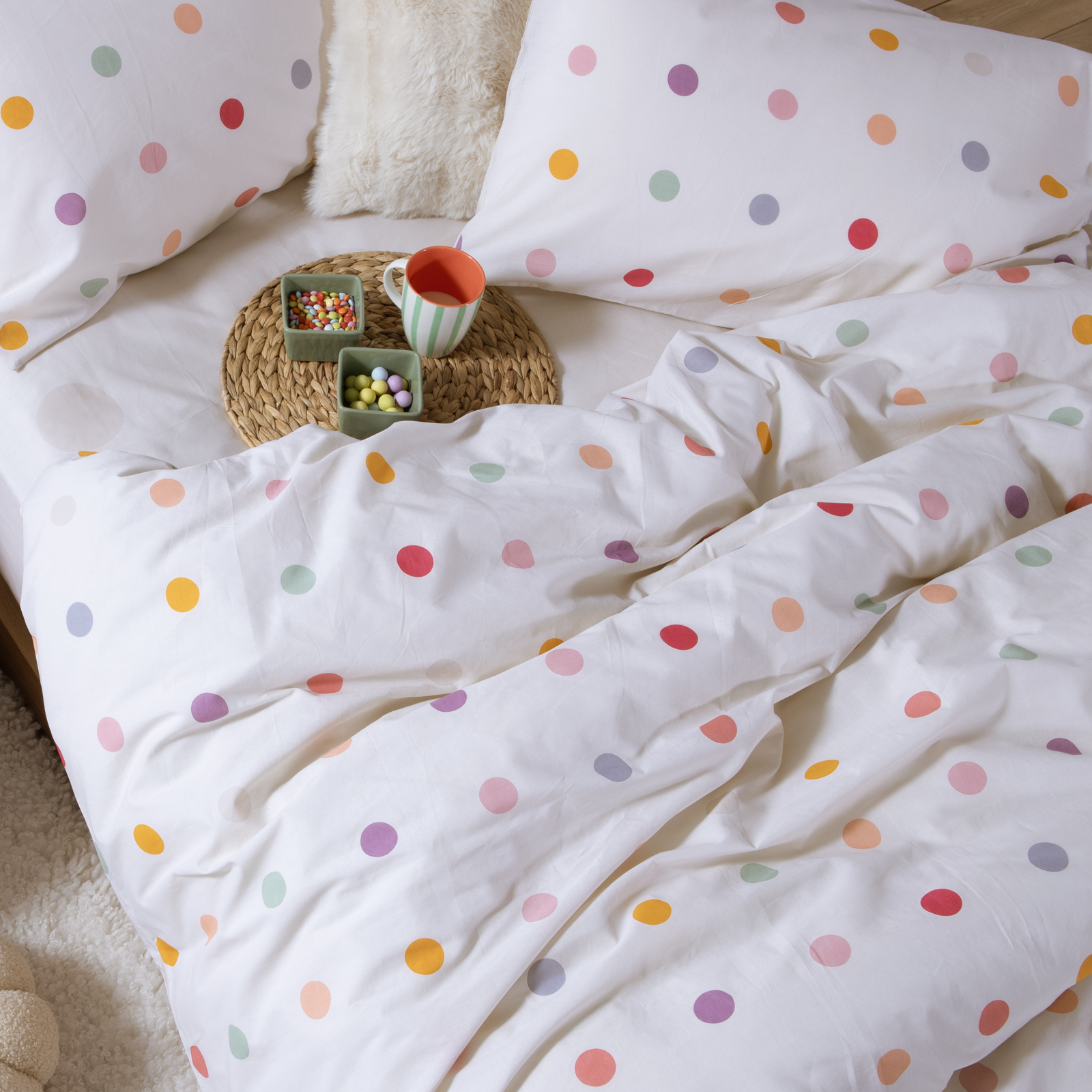 Παιδικά Σεντόνια Nef-Nef Homeware Μονά (Σετ) με Λάστιχο Dots Ecru 170x260 