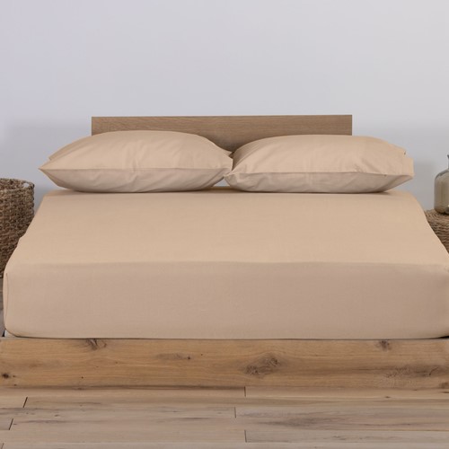 Σεντόνι Μακό Nef-Nef Homeware Διπλό Με Λάστιχο Jersey 140X200+30 Beige