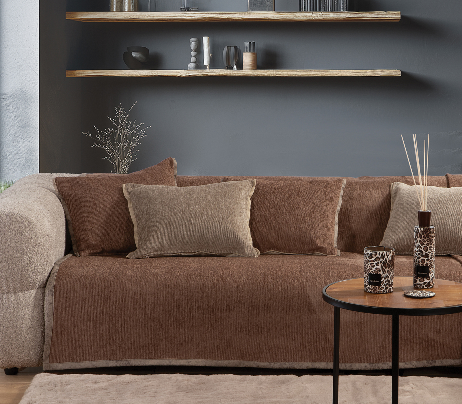 Ριχτάρι Τετραθεσίου Nef-Nef Homeware New Tanger 180x350 Brown/Ecru