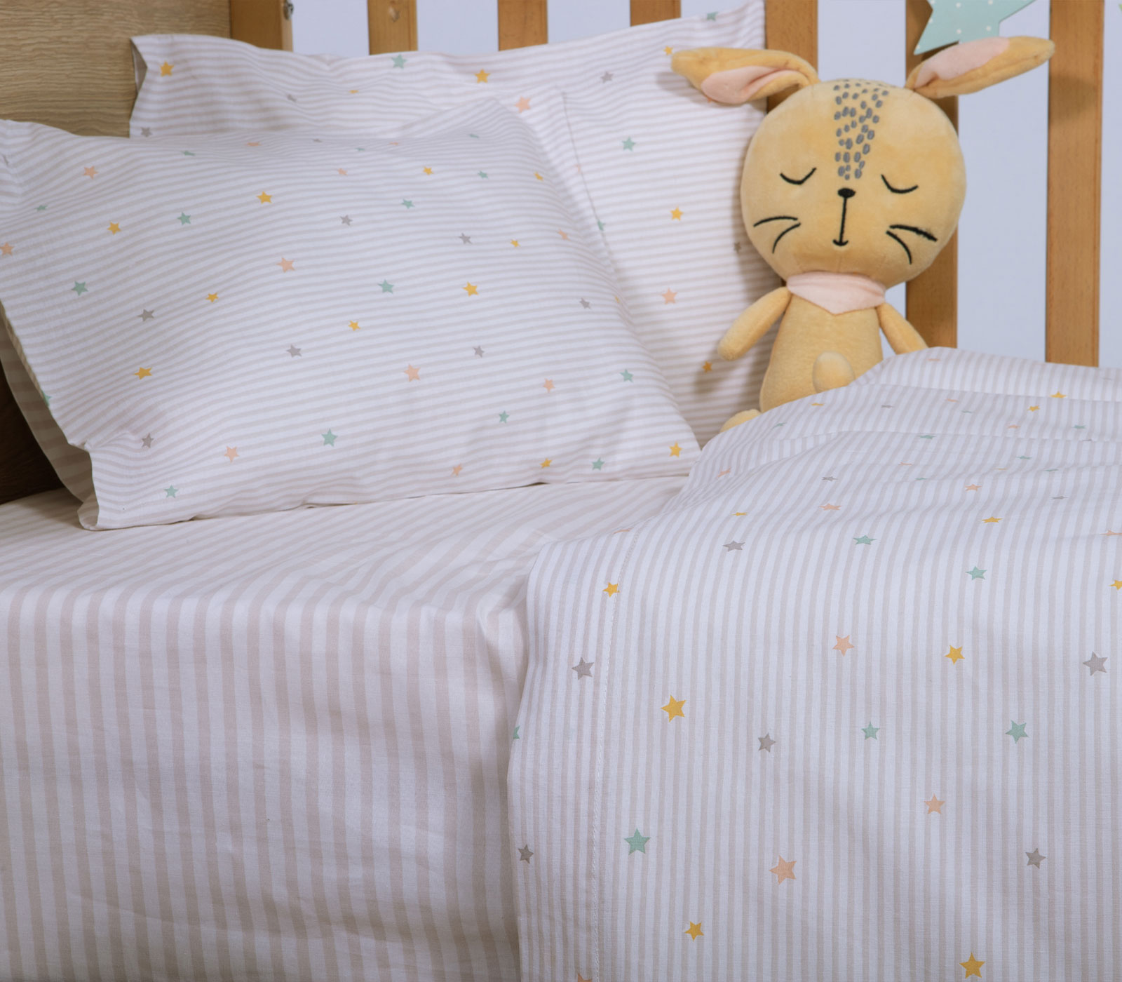 Βρεφικά Σεντόνια Κούνιας Nef-Nef Homeware (3ΤΜΧ) Happy Off White 