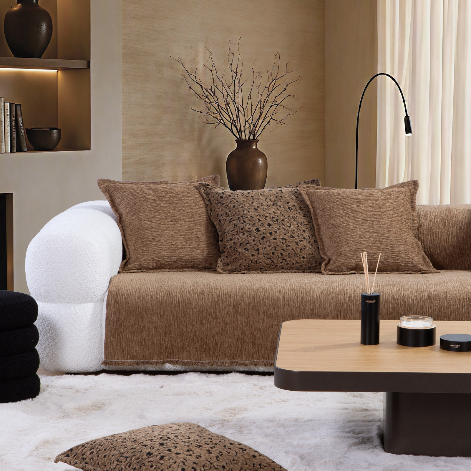 Ριχτάρι Τριθέσιου Καναπέ Nef-Nef Homeware Venezia 170x300 Brown