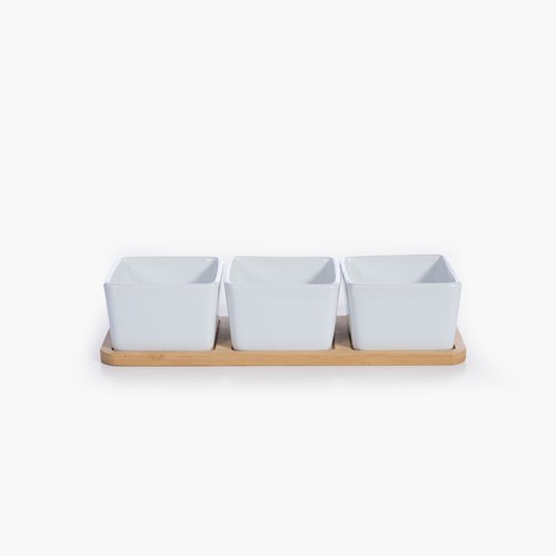 Μπόλ Με Δίσκο Nef-Nef Homeware 3τμχ Sage White
