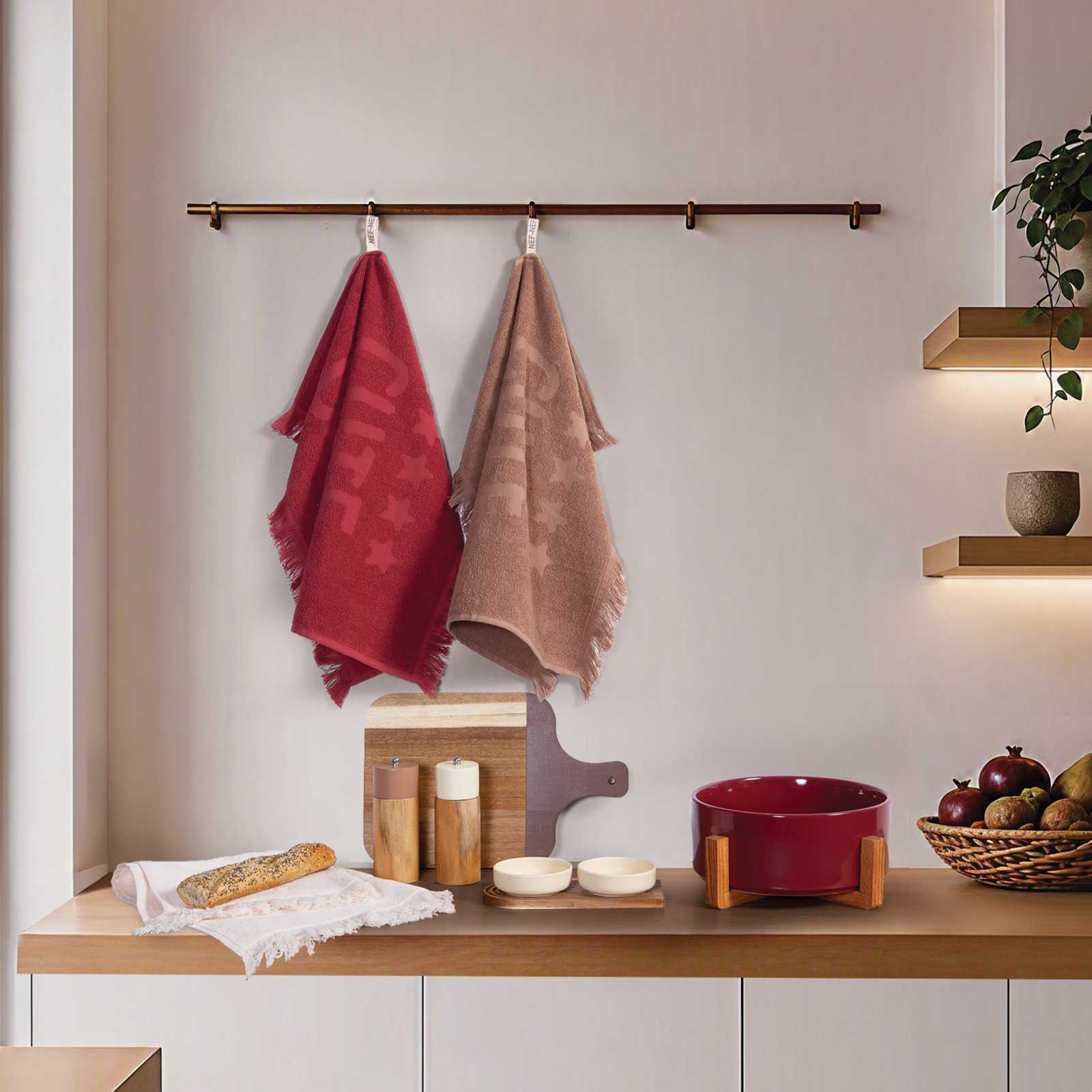 Ποτηρόπανο Cute Chef Nef-Nef Homeware 50x50 Bordo