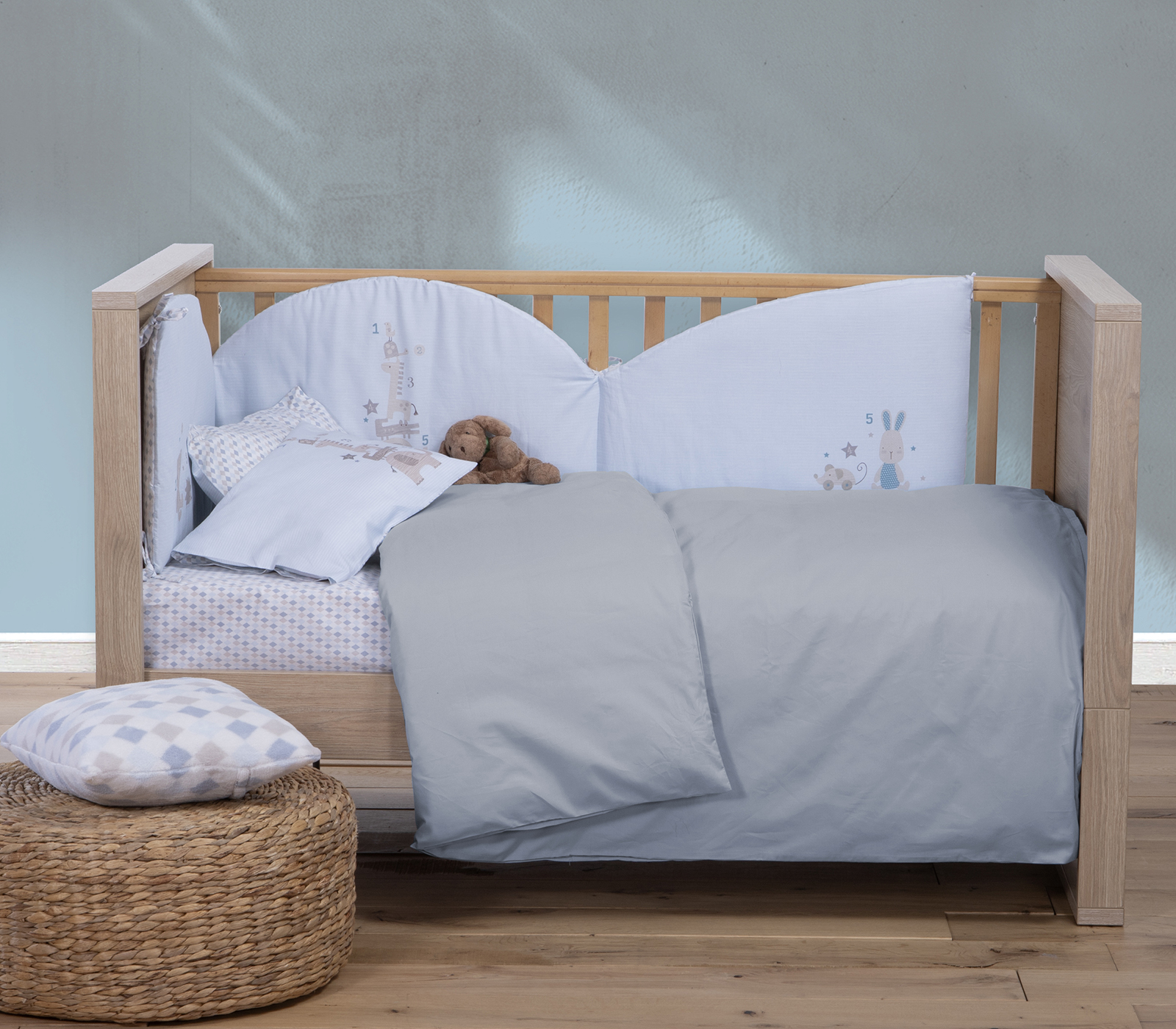 Βρεφική Παπλωματοθήκη Nef-Nef Homeware Basic 110X150 Silver Grey