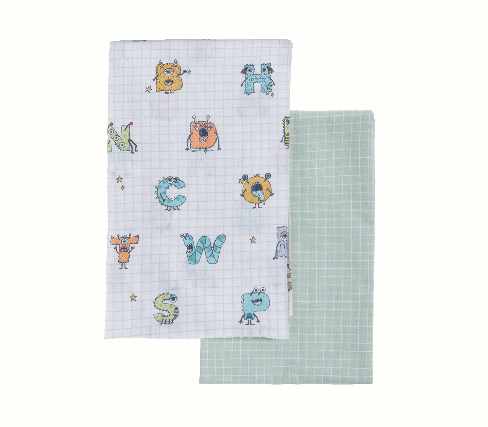 Βρεφικά Σεντόνια Λίκνου Nef-Nef Homeware Alphabet Monster Pistachio  