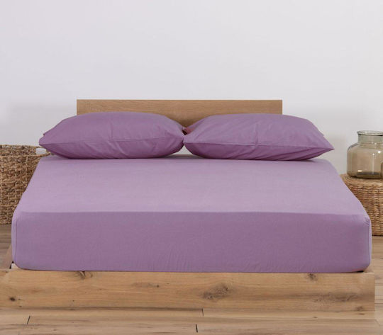 Σεντόνι Μακό Nef-Nef Homeware Μονό Με Λάστιχο Jersey 100X200+30 amethyst