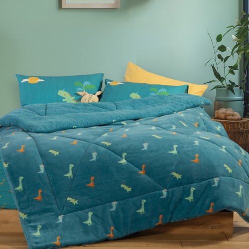 Παιδικό Κουβερτοπάπλωμα Nef-Nef Homeware Dinos On Wheels 160x220 Petrol