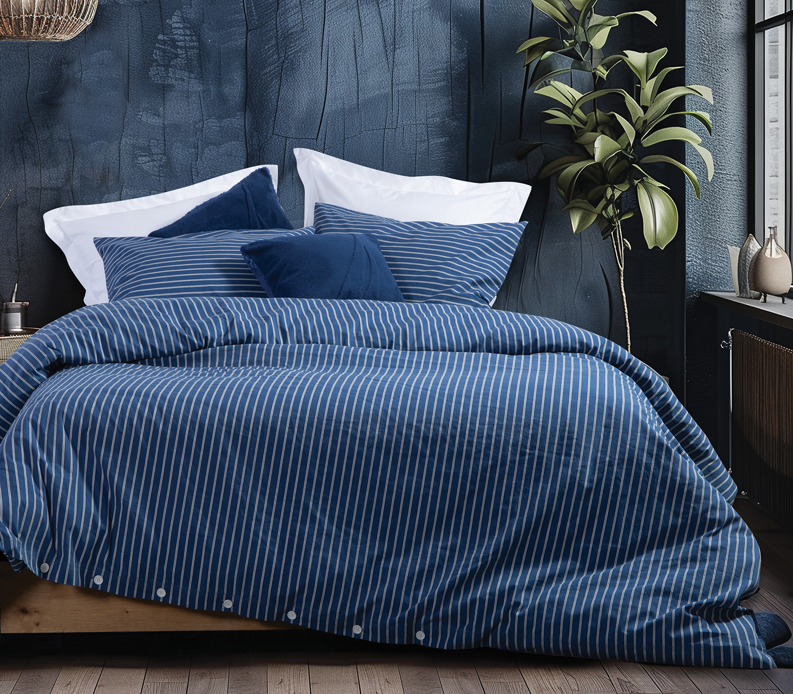 Παπλωματοθήκη Υπέρδιπλη Nef-Nef Homeware (Σετ) Nau Coast 240X220 Τrue Navy