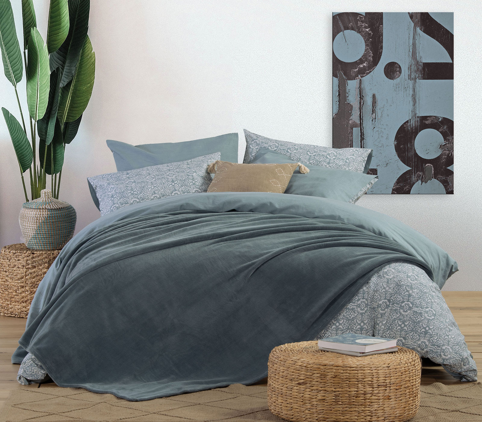 Κουβέρτα Fleece Nef-Nef Yπέρδιπλη 220Χ240 Cosy Dusty Blue