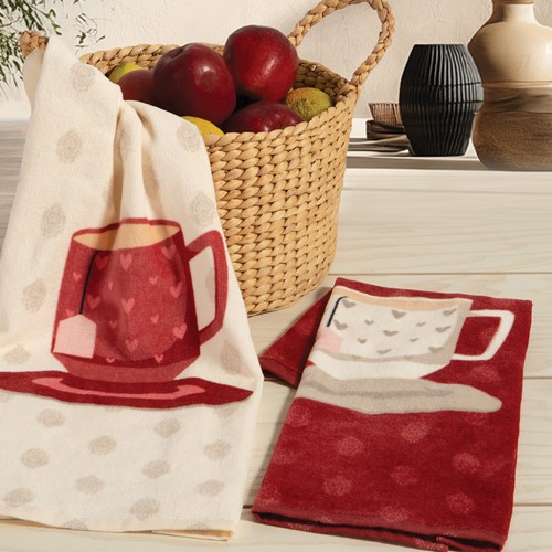 Ποτηρόπανο Βελουτέ Nef-Nef Homeware Cup Of Tea 40x60 Bordo