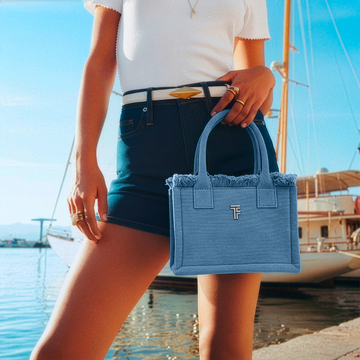 Tσάντα Xειρός Feel an Touch Caribbean Denim
