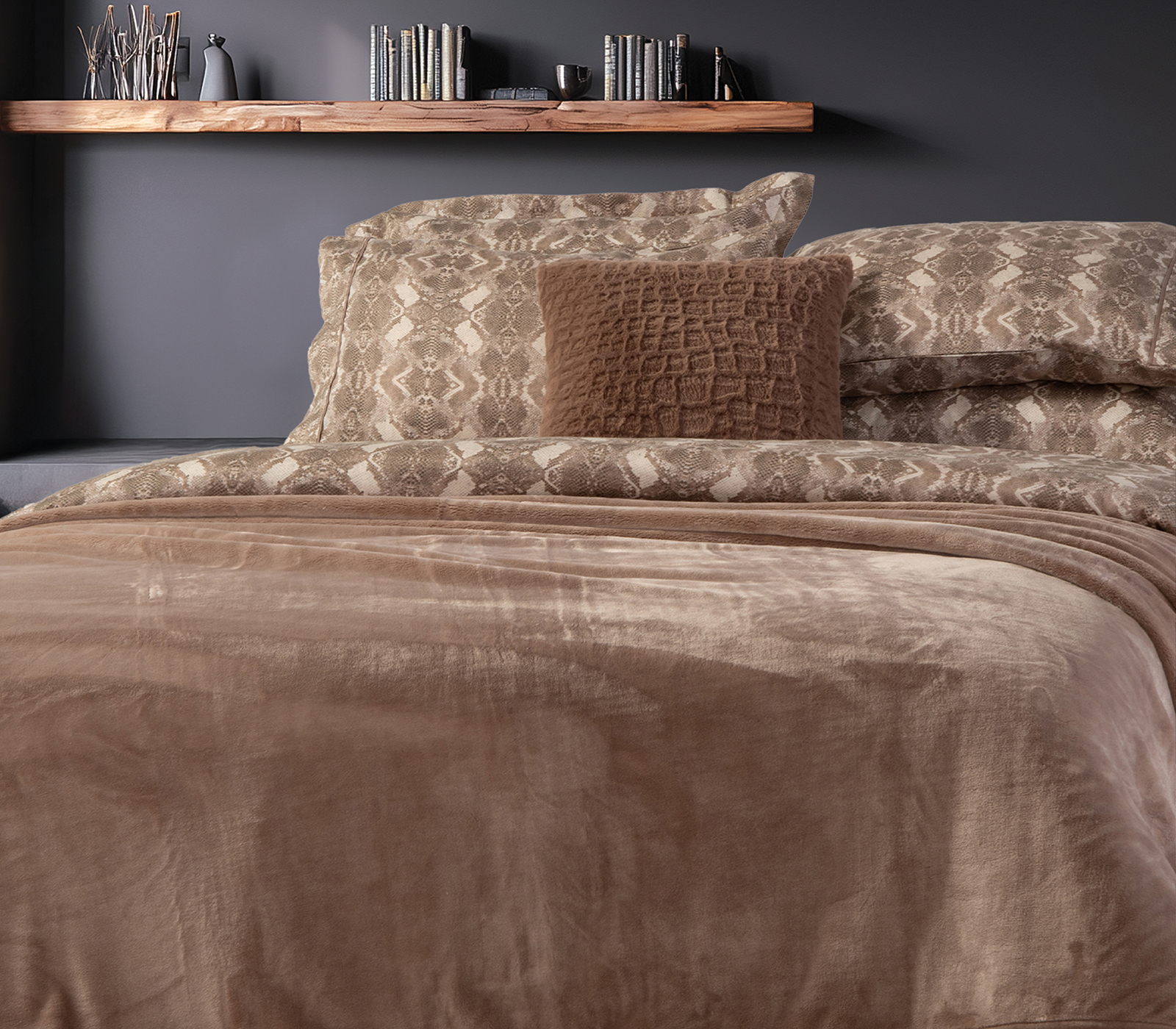 Κουβέρτα Υπέρδιπλη Nef-Nef Homeware Velosso 24 230x240 Mocca